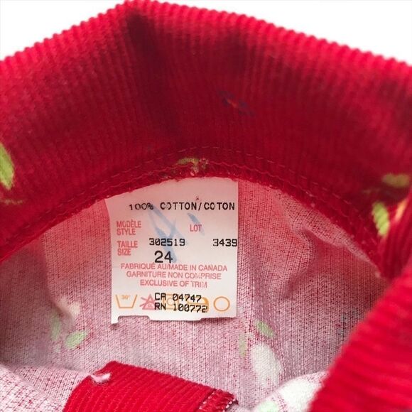 Vintage Red corduroy tulip print collar dress 24m - Picture 4 of 5